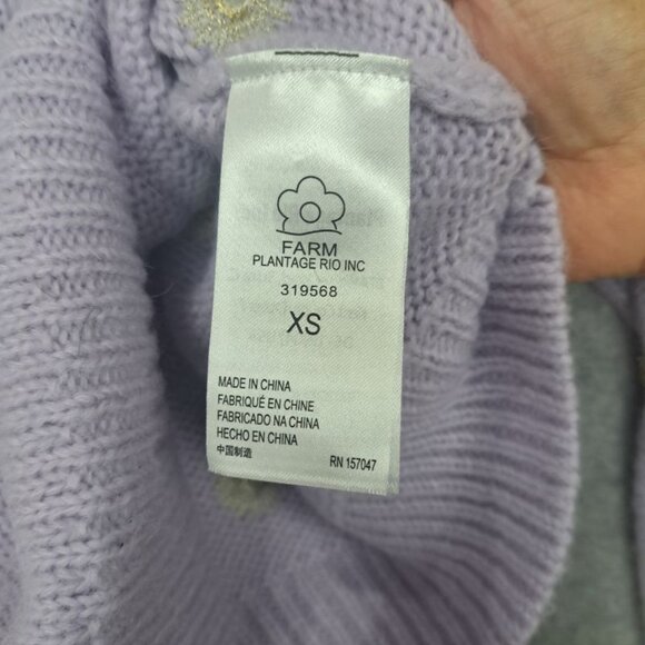 Farm Rio Mirror Embroidered Sweater in Soft Lilac Size XS - Picture 9 of 10